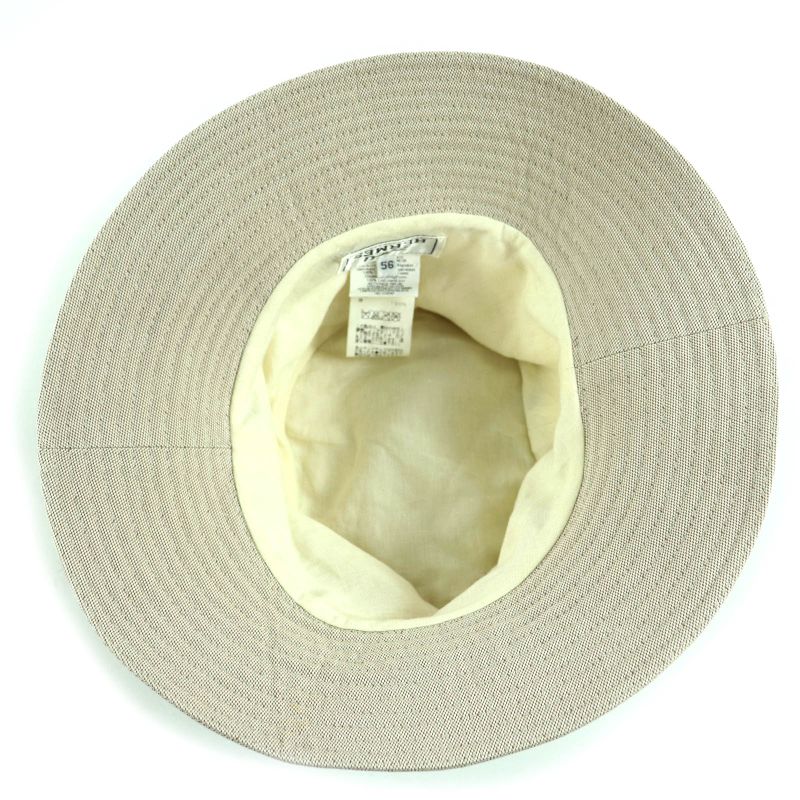 Hermes 100% Cotton 100% Linen Lining Leather Use Hat Bucket Hat Beige 56 Made