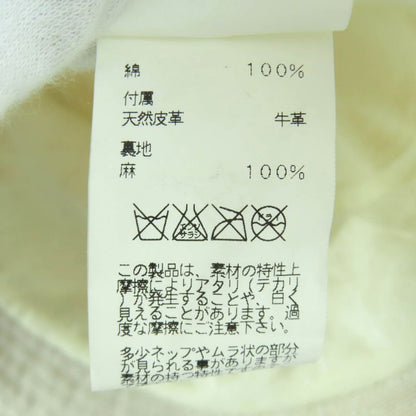 Hermes 100% Cotton 100% Linen Lining Leather Use Hat Bucket Hat Beige 56 Made