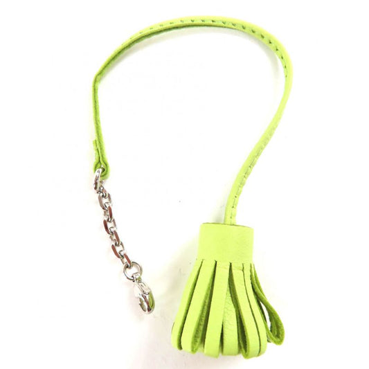 Hermes Carmencita Leather Silver Hardware Pompon Bookmark Bag Charm Light