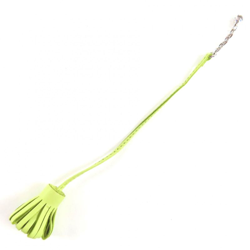 Hermes Carmencita Leather Silver Hardware Pompon Bookmark Bag Charm Light