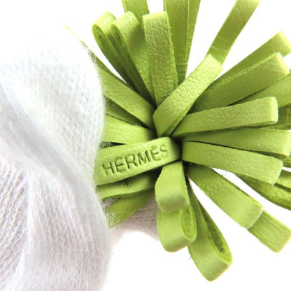 Hermes Carmencita Leather Silver Hardware Pompon Bookmark Bag Charm Light