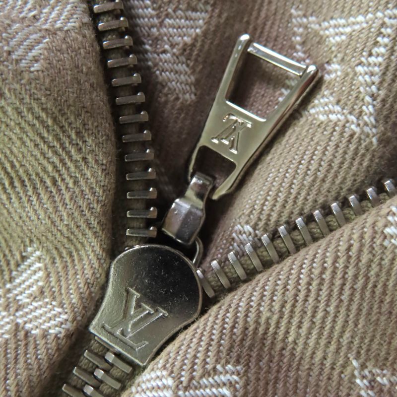 Louis Vuitton Rw071w Wksk02cf7 Cotton Monogram Denim Skirt With Logo Leather