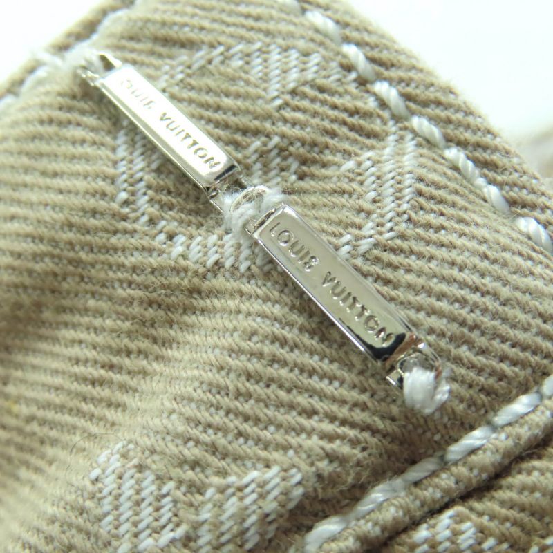 Louis Vuitton Rw071w Wksk02cf7 Cotton Monogram Denim Skirt With Logo Leather