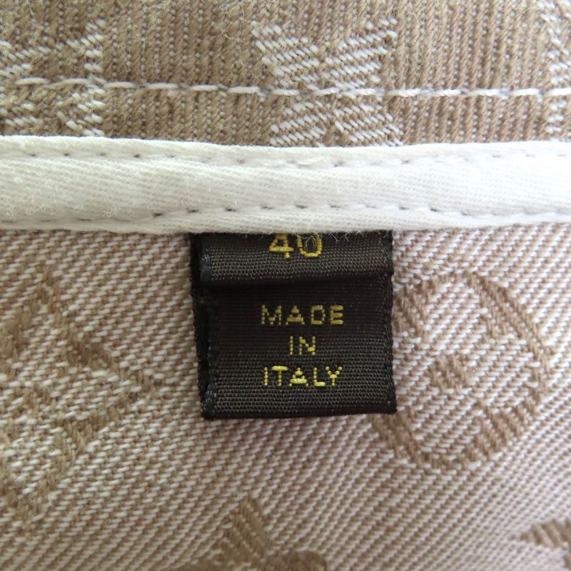 Louis Vuitton Rw071w Wksk02cf7 Cotton Monogram Denim Skirt With Logo Leather