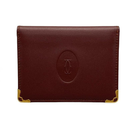 Cartier Card Case Mastline Bordeaux With Passcase Leather