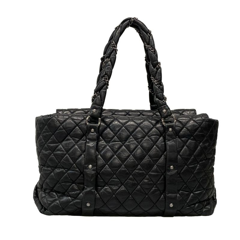 Chanel Handbag Lady Blade Black Silver Hardware