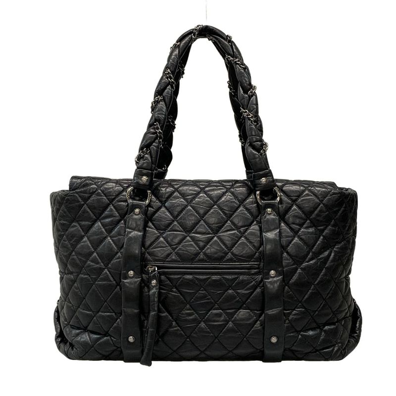 Chanel Handbag Lady Blade Black Silver Hardware