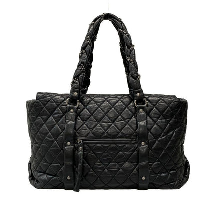 Chanel Handbag Lady Blade Black Silver Hardware
