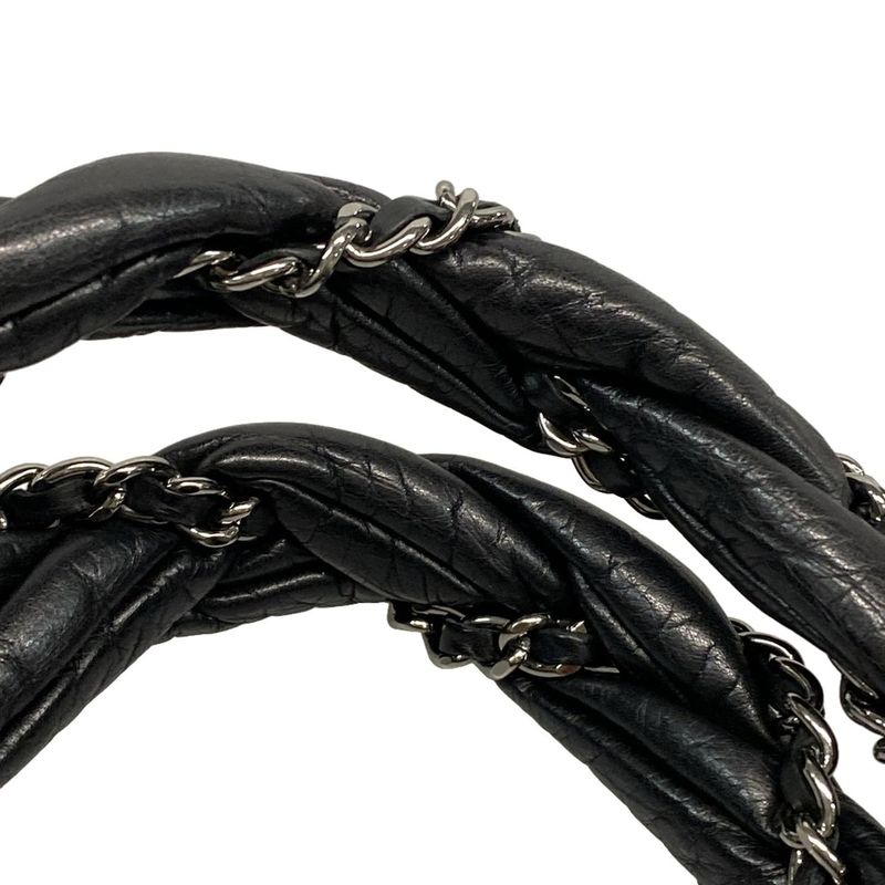 Chanel Handbag Lady Blade Black Silver Hardware