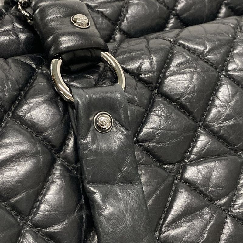 Chanel Handbag Lady Blade Black Silver Hardware