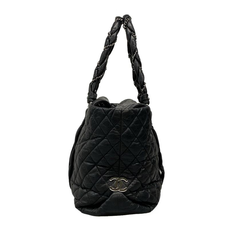 Chanel Handbag Lady Blade Black Silver Hardware