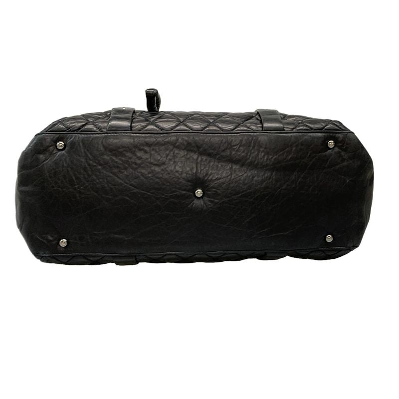 Chanel Handbag Lady Blade Black Silver Hardware