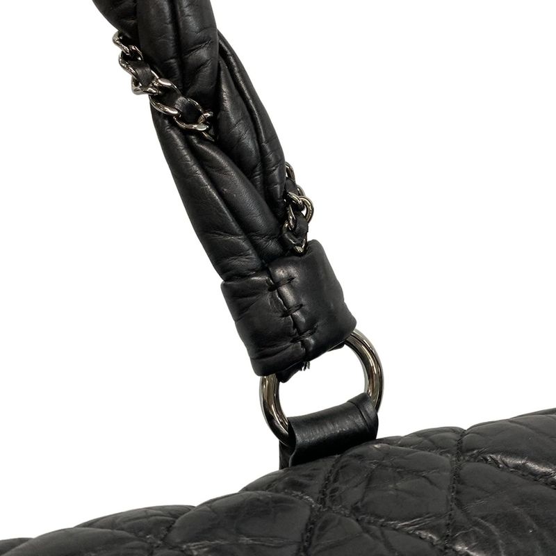 Chanel Handbag Lady Blade Black Silver Hardware