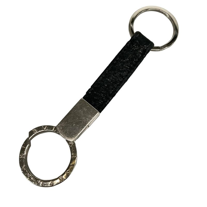 Bvlgari Key Holder (charm ) Bvlgari Black And Silver Leather