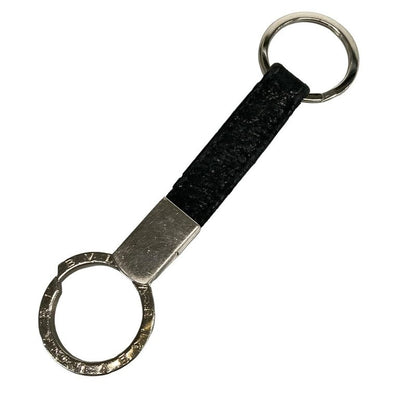 Bvlgari Key Holder (charm ) Bvlgari Black And Silver Leather