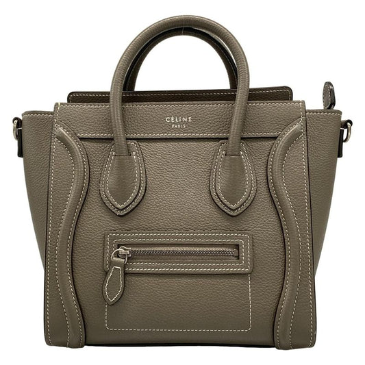 Celine Handbag Luggage Nano Shopper Gray Beige
