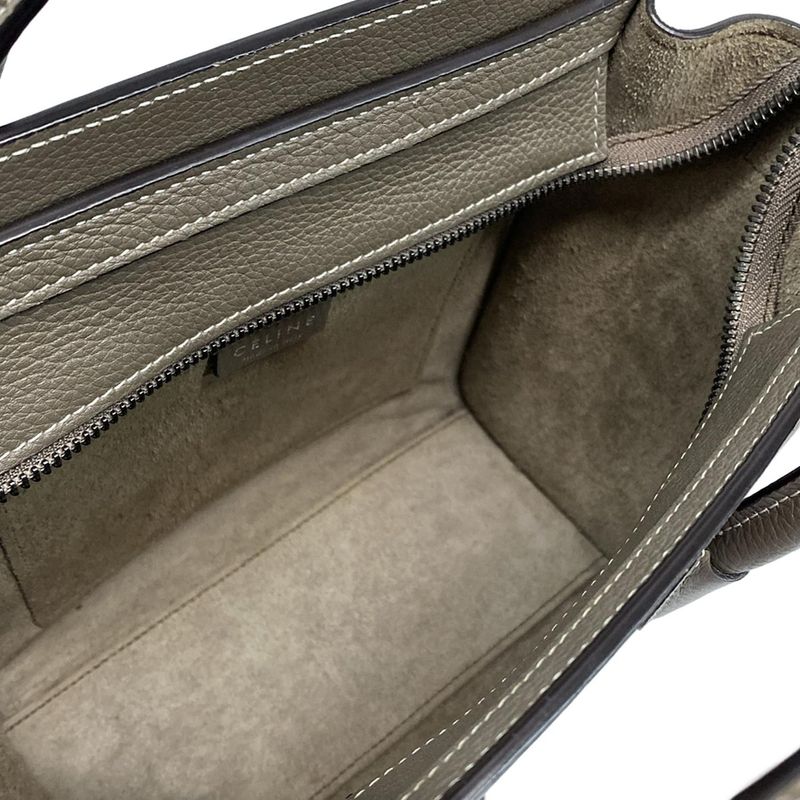 Celine Handbag Luggage Nano Shopper Gray Beige