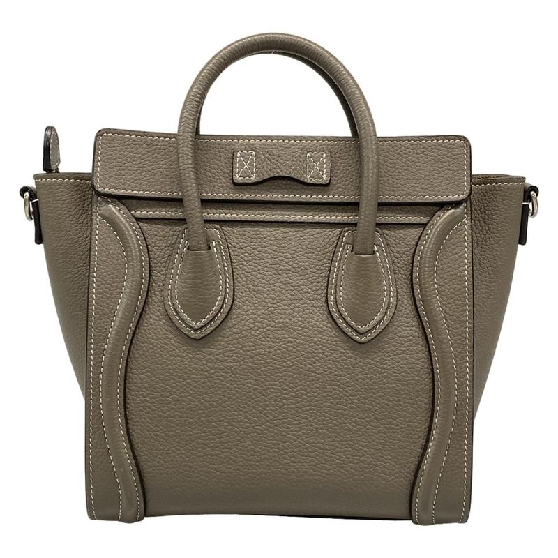 Celine Handbag Luggage Nano Shopper Gray Beige