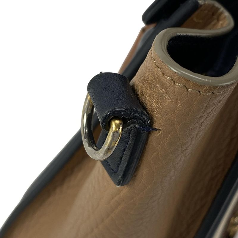 Celine Handbag Luggage Nano Shopper Ivory X Dark Navy X Brown Tricolor Leather