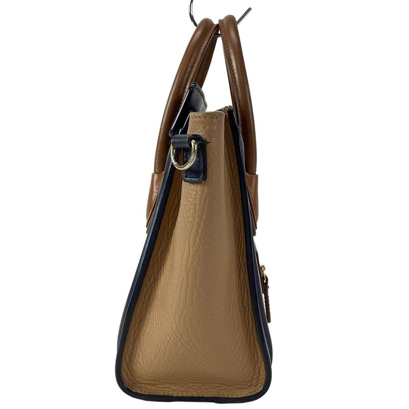 Celine Handbag Luggage Nano Shopper Ivory X Dark Navy X Brown Tricolor Leather