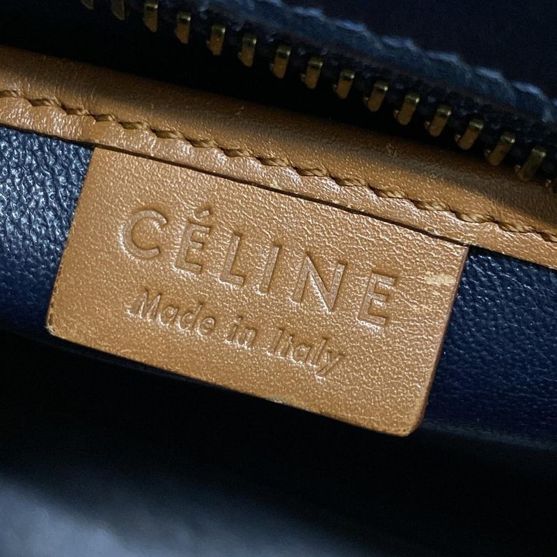 Celine Handbag Luggage Nano Shopper Ivory X Dark Navy X Brown Tricolor Leather