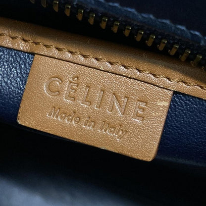 Celine Handbag Luggage Nano Shopper Ivory X Dark Navy X Brown Tricolor Leather