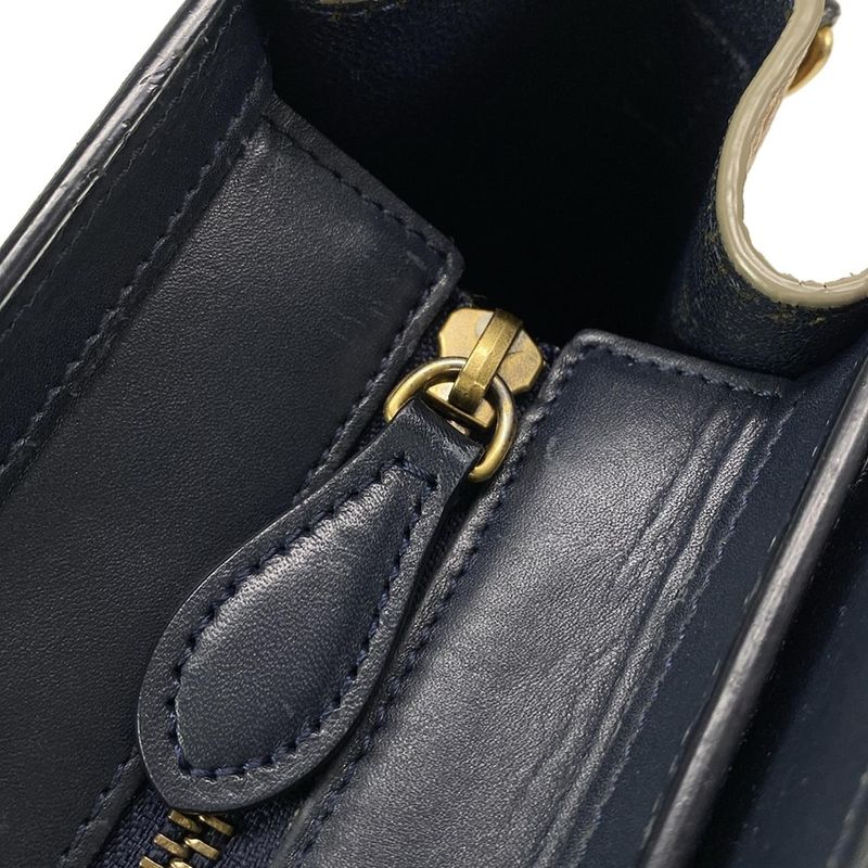 Celine Handbag Luggage Nano Shopper Ivory X Dark Navy X Brown Tricolor Leather