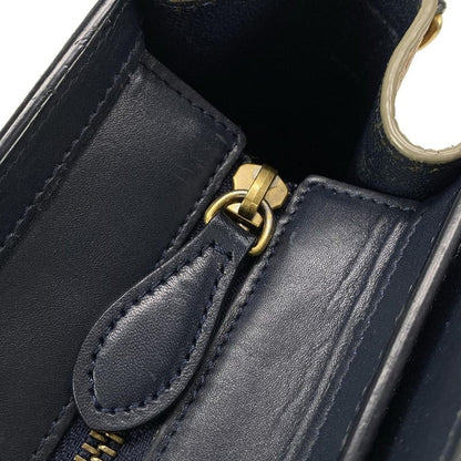 Celine Handbag Luggage Nano Shopper Ivory X Dark Navy X Brown Tricolor Leather