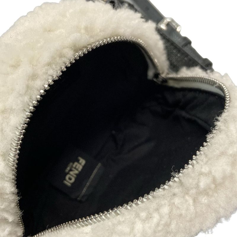 Fendi Shoulder Bag Rice Ball Bag 7as240-apu0 White And Black Detachable Strap