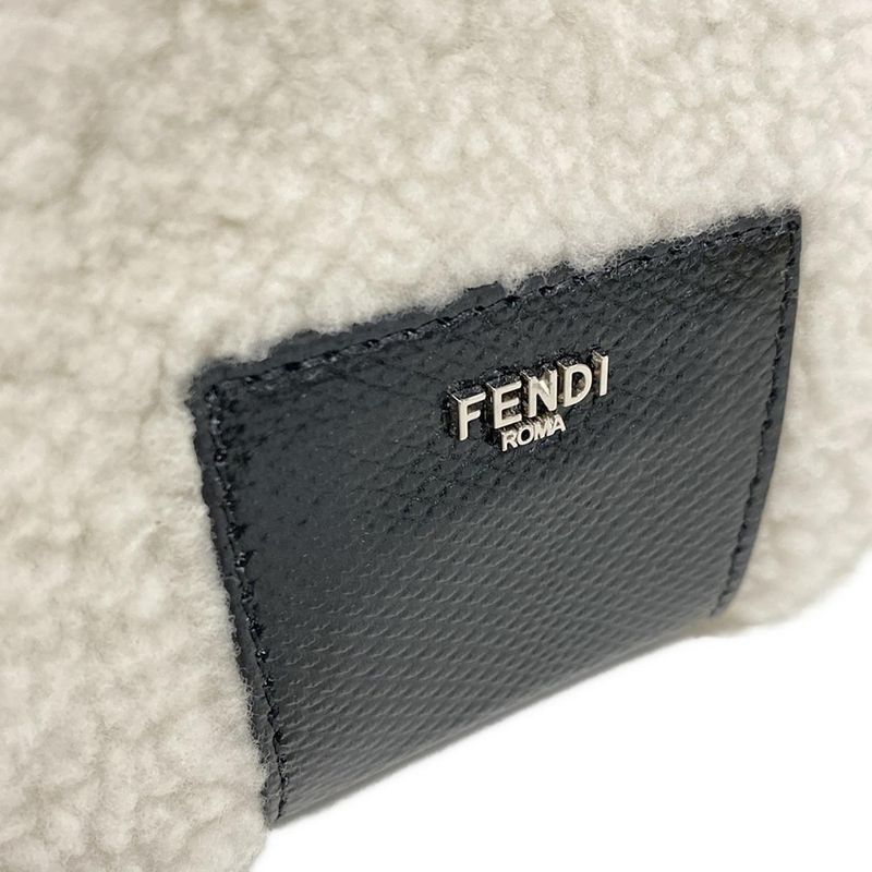 Fendi Shoulder Bag Rice Ball Bag 7as240-apu0 White And Black Detachable Strap