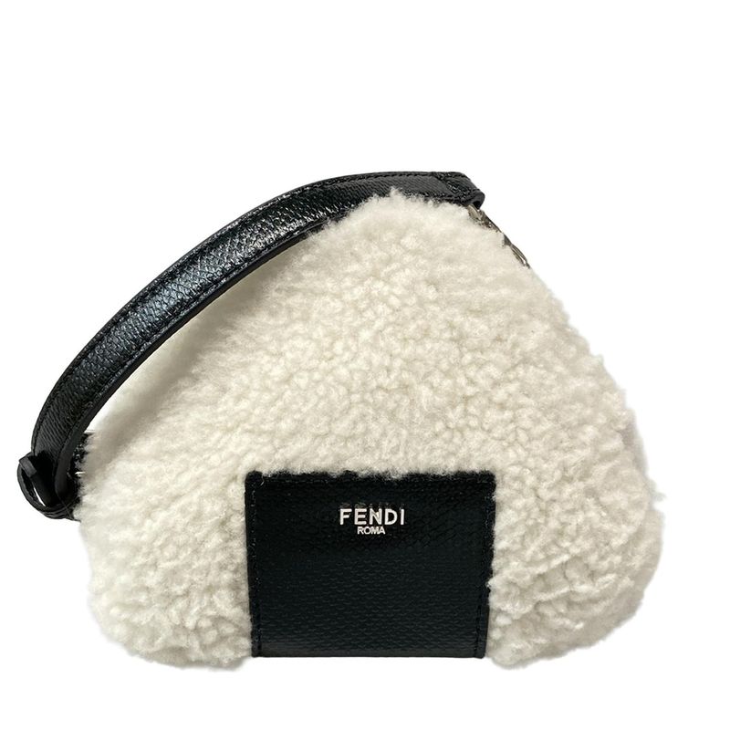 Fendi Shoulder Bag Rice Ball Bag 7as240-apu0 White And Black Detachable Strap