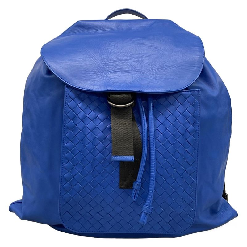 Bottega Veneta Backpack Sac Intrecciato Blue Leather