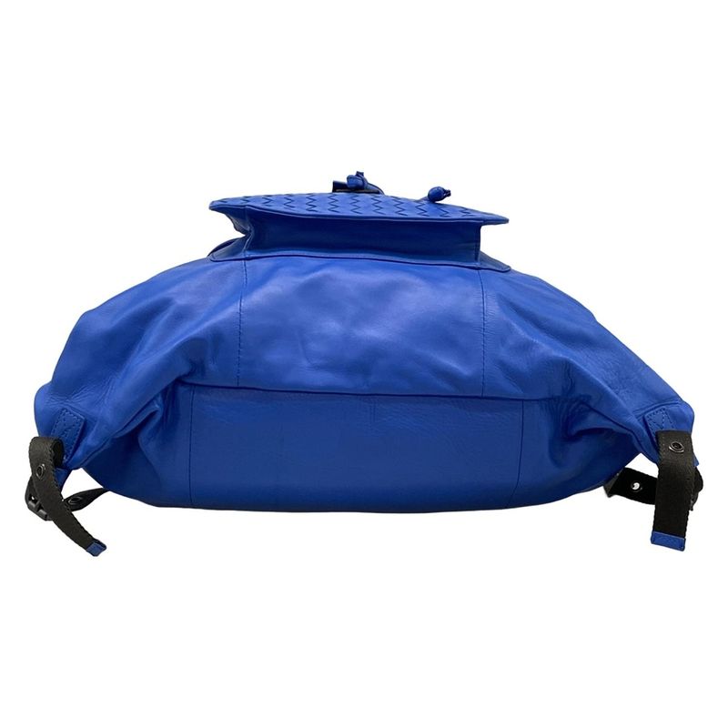 Bottega Veneta Backpack Sac Intrecciato Blue Leather