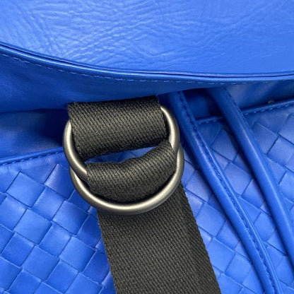 Bottega Veneta Backpack Sac Intrecciato Blue Leather