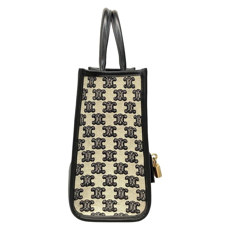 Celine Mini Horizontal Cabas Tote Ivory And Black Leather