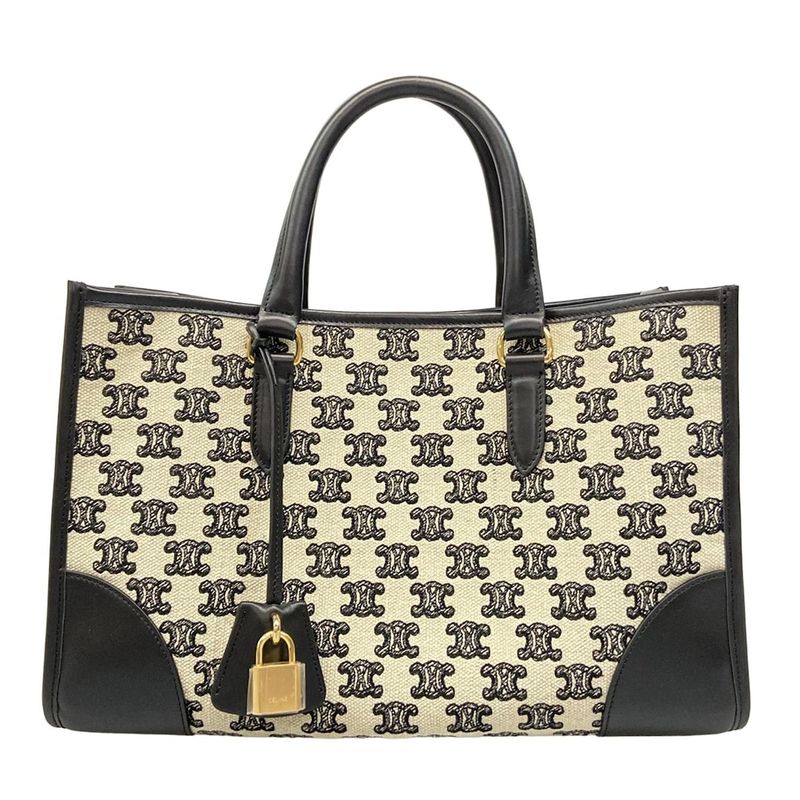 Celine Mini Horizontal Cabas Tote Ivory And Black Leather