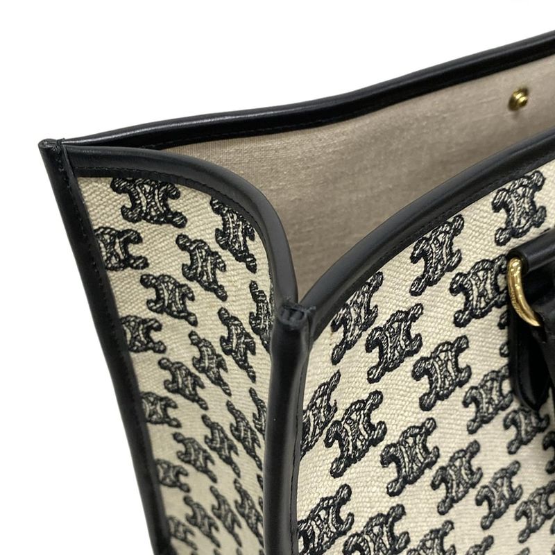 Celine Mini Horizontal Cabas Tote Ivory And Black Leather