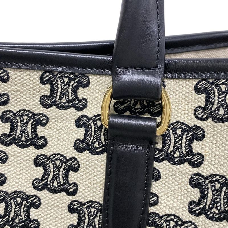 Celine Mini Horizontal Cabas Tote Ivory And Black Leather