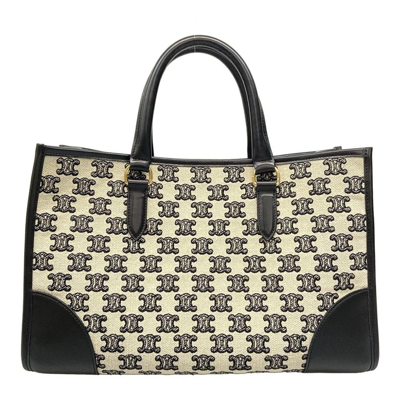 Celine Mini Horizontal Cabas Tote Ivory And Black Leather