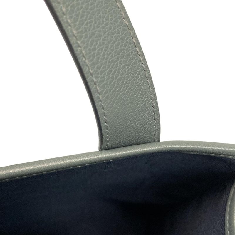 Hermes Petite Ash Clochette Tote Bag Dark Navy And Dark Grey