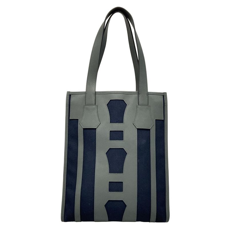 Hermes Petite Ash Clochette Tote Bag Dark Navy And Dark Grey