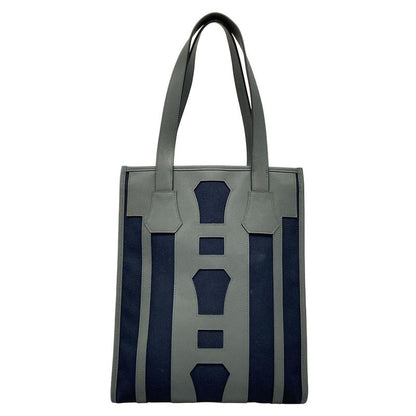 Hermes Petite Ash Clochette Tote Bag Dark Navy And Dark Grey