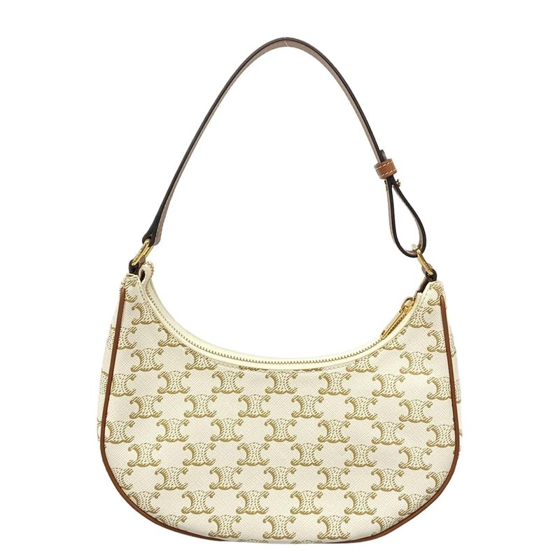Celine Shoulder Bag Triomphe Canvas Ava Bag 193952bzj01bc White And Brown
