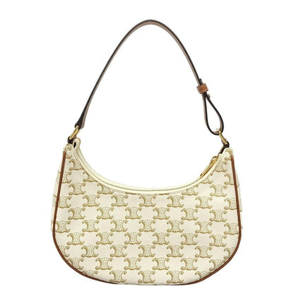 Celine Shoulder Bag Triomphe Canvas Ava Bag 193952bzj01bc White And Brown