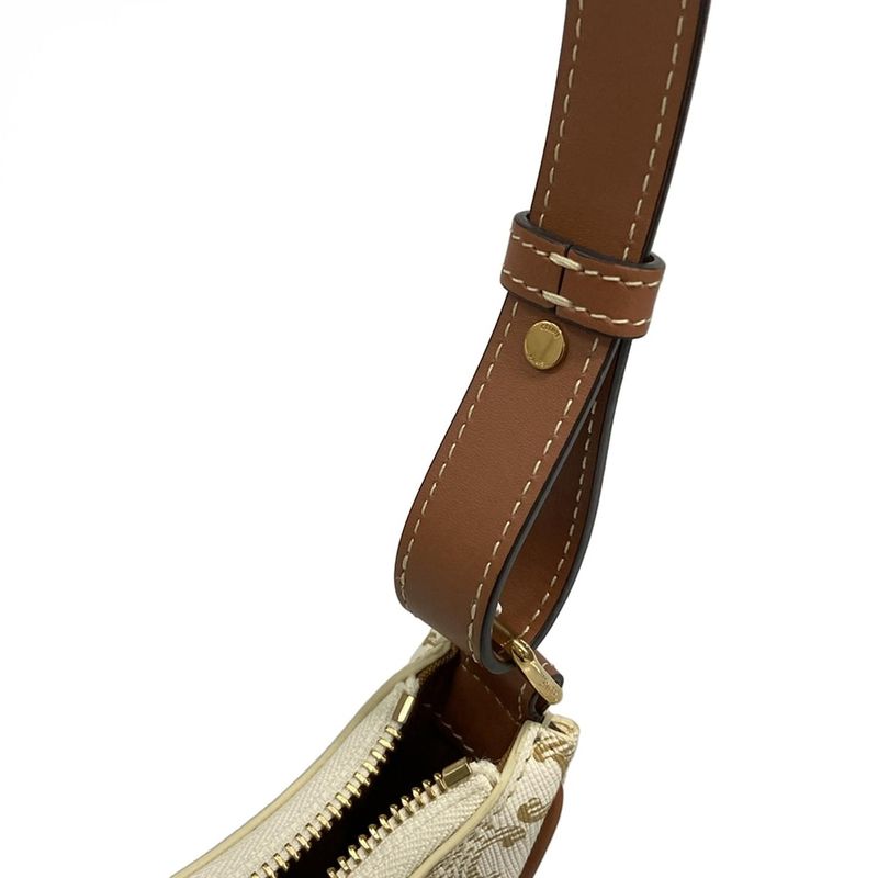 Celine Shoulder Bag Triomphe Canvas Ava Bag 193952bzj01bc White And Brown