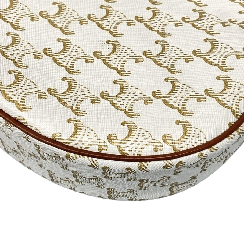 Celine Shoulder Bag Triomphe Canvas Ava Bag 193952bzj01bc White And Brown