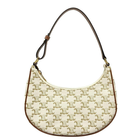 Celine Shoulder Bag Triomphe Canvas Ava Bag 193952bzj01bc White And Brown