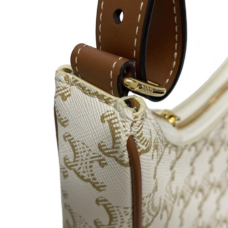 Celine Shoulder Bag Triomphe Canvas Ava Bag 193952bzj01bc White And Brown