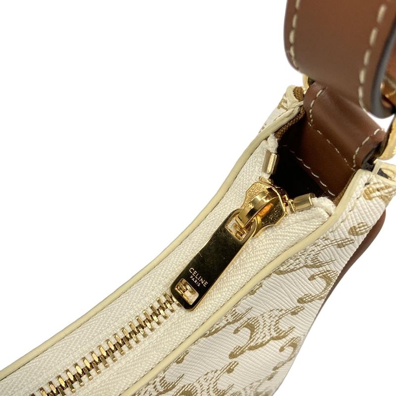 Celine Shoulder Bag Triomphe Canvas Ava Bag 193952bzj01bc White And Brown