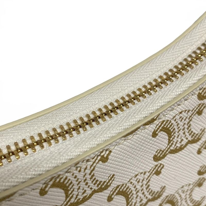 Celine Shoulder Bag Triomphe Canvas Ava Bag 193952bzj01bc White And Brown